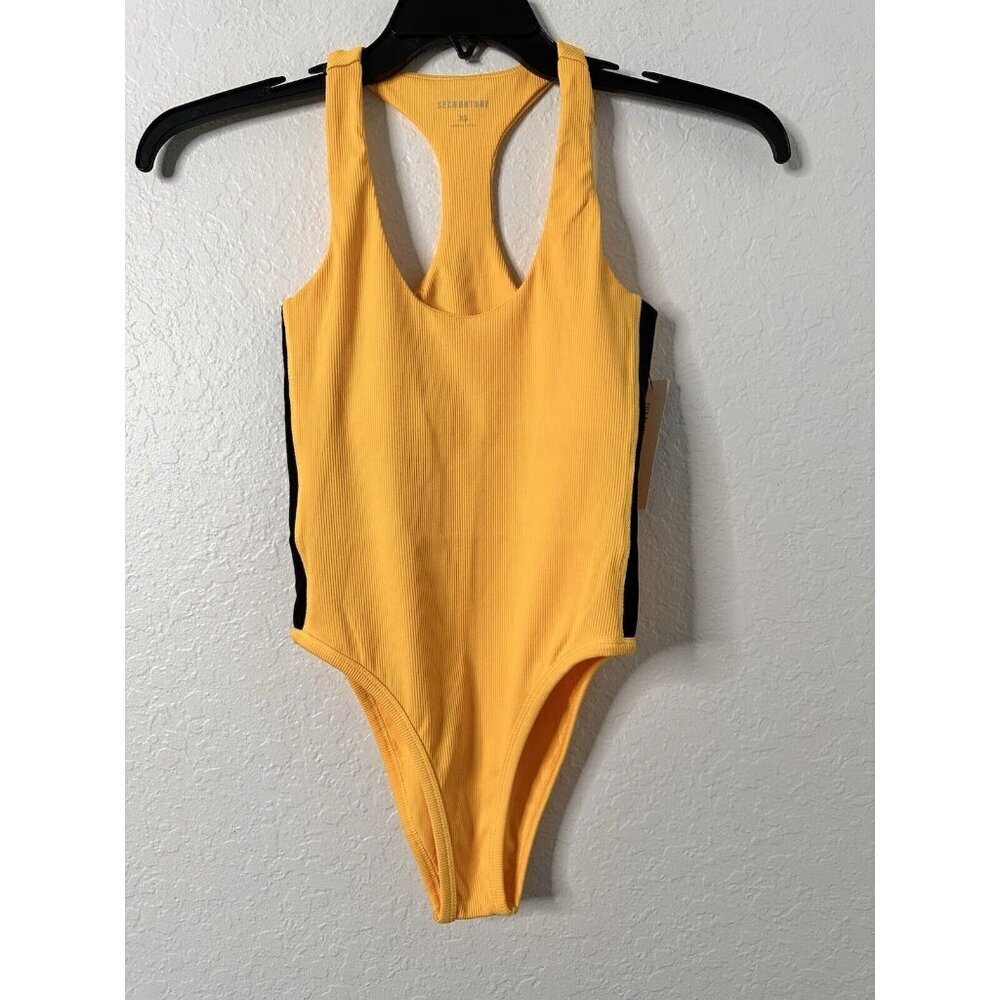 Secndnture Women's  Workout Yellow Bodysuit Size XS Bra-In NWT